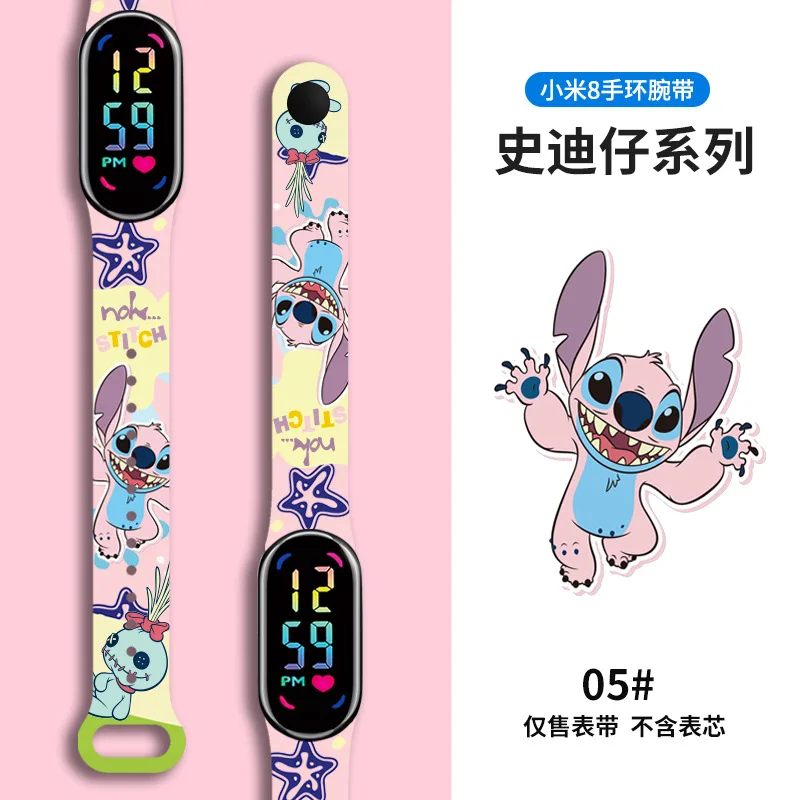 Disney Stitch Watch Bands for Xiaomi 8 Anime Cartoon Fashion Printed Watchband Boys Girls Watch Replacement Strap Kids Gifts