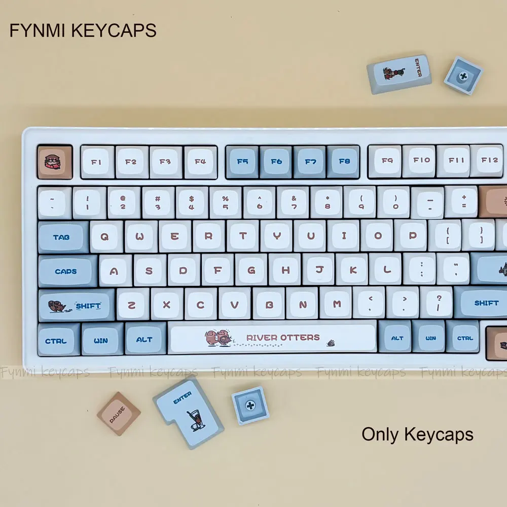 Cute ISO ANSI 1.8mm Thickness PBT Dye Sublimation River Otter XDA Keycaps for 61/68/75/84/87/98/104/108 keys Mechnical Keyboard