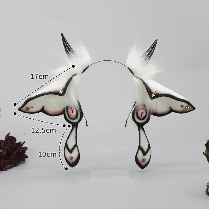 AniLV Fantasy Creatures Furry Ear Headband Animal Moth Ears Fursuit Headwear Cosplay