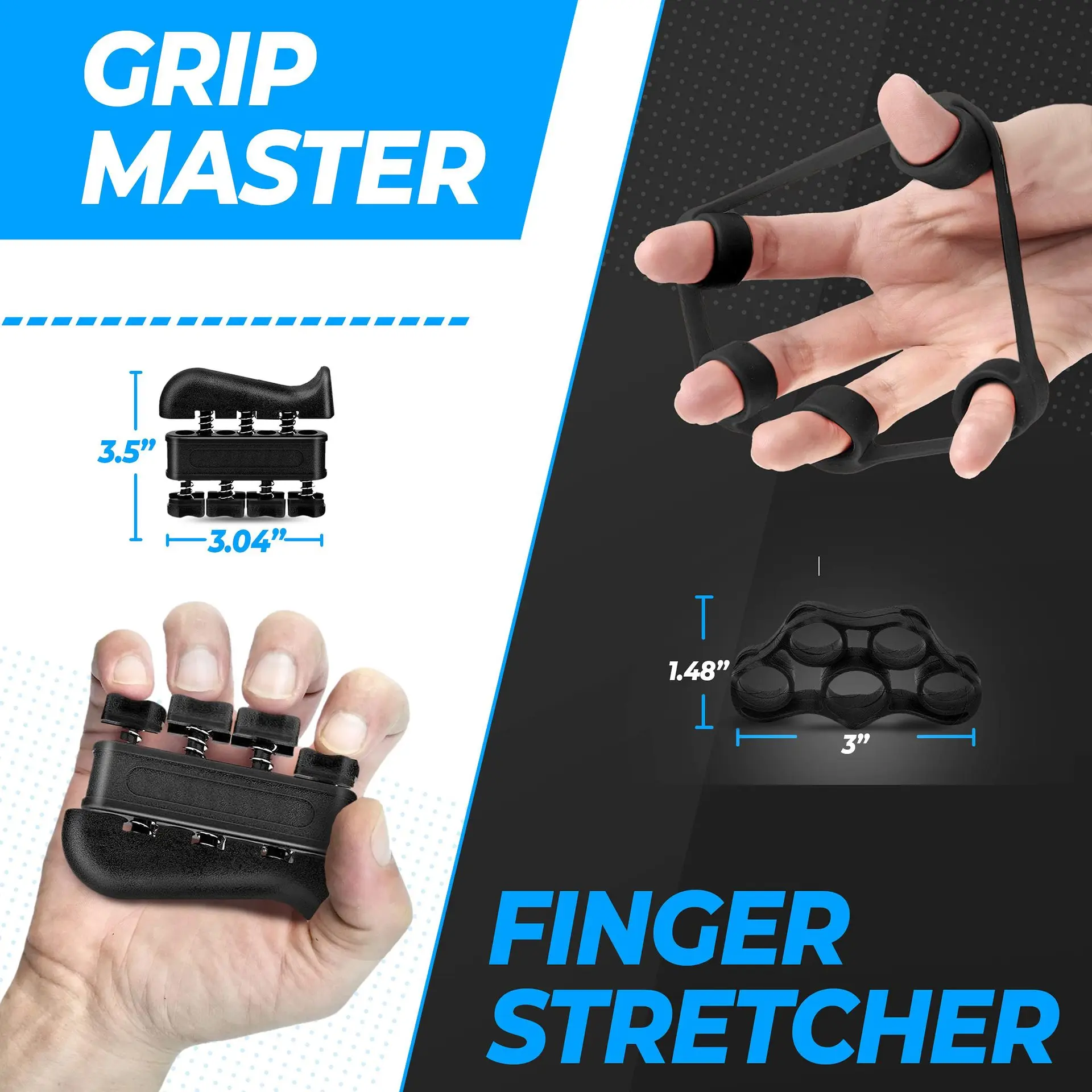 Adjustable Count Hand Grip Set Gym Fitness Finger Forearm Strength Muscle Recovery Gripper Exerciser Trainer Ball Decompression