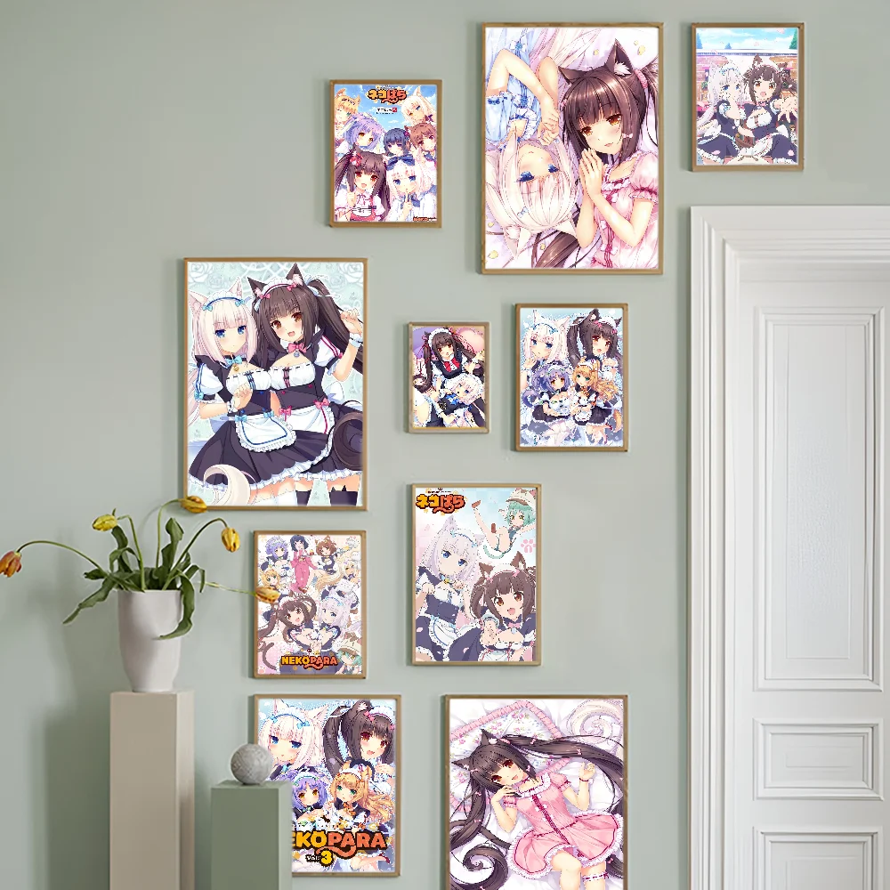 Anime Nekopara Anime Posters Sticky Whitepaper Sticker DIY Room Bar Cafe Kawaii Room Decor