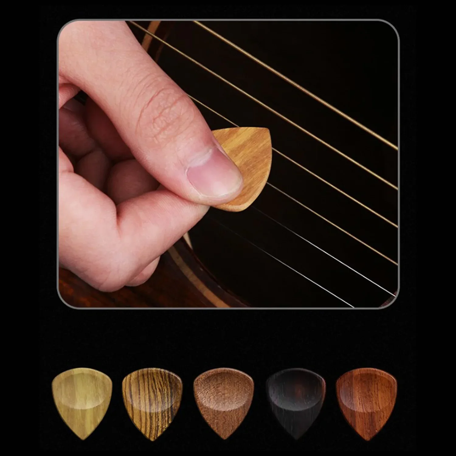 Handmade Hearted Shape Picks,Wooden Acoustic Guitar Pick Electric Bass Plectrum Wood Guitar Pick Box