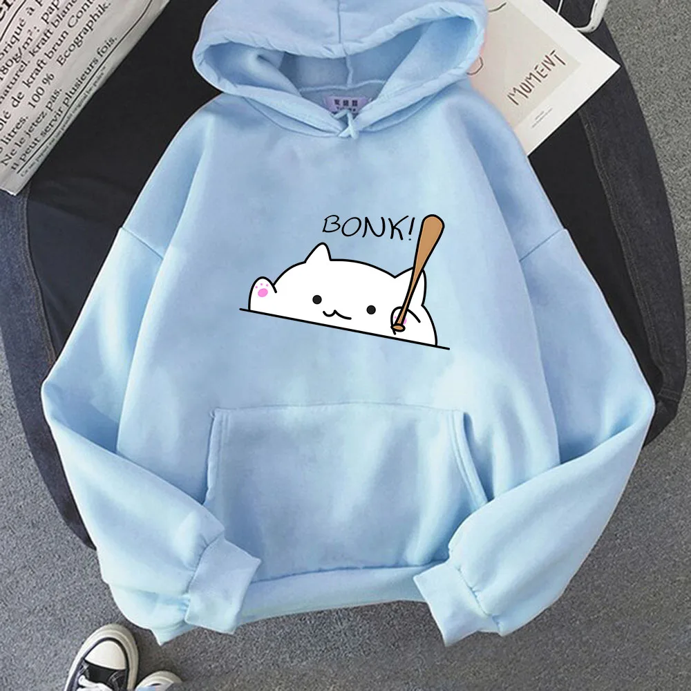 Bongo Cat Hoodies Kawaii Graphic Sweatshirts for Women Clothing Oversized Female Casual Long Sleeve Pullover Men\'s Y2k Clothes