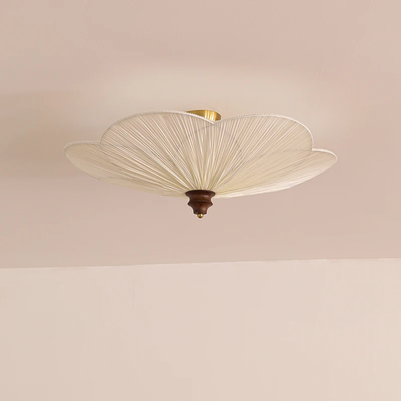 الفرنسية القرون الوسطى مصباح السقف القماش عاكس الضوء غرفة نوم زهر البرقوق مصباح السقف الخشب الأمريكية الرجعية غرفة المعيشة مرحاض مصابيح