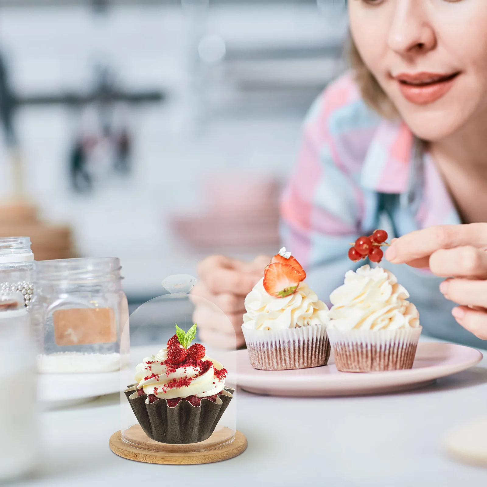 

Preserved Flower Glass Cover Clear Dome Vase Display Eternal Decorative Cake Stand Dustproof Home Shop Coffee Gift Realistic