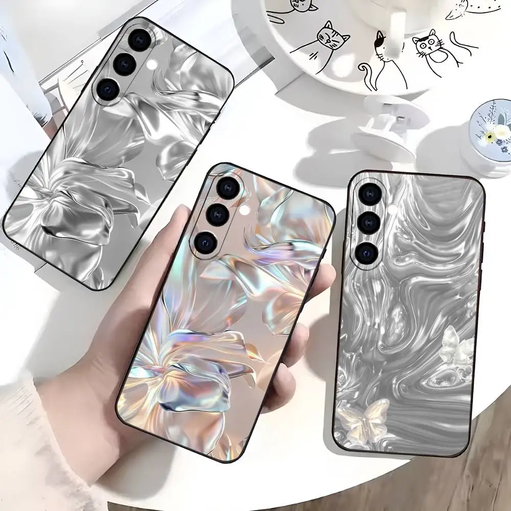 

L-Liquid M-Metal A-Aesthetic Phone Case For Samsung Galaxy A73,A72,A71,A70,A53,A52,A51,Soft Silicone Black Cover