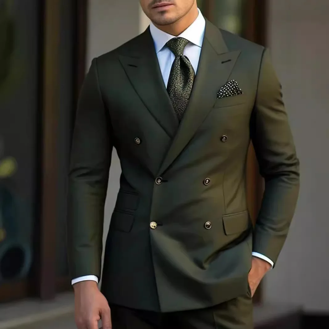 

European and American Fashion Casual Men's Suits, High-end Style, Custom-made Men's Suit Two-piece Sets, Formal Business