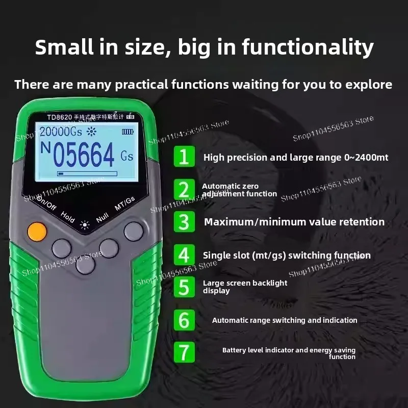 TD8620 Handheld Digital Gauss Meter - Permanent Magnet Tesla Meter for Surface Magnetic Field Test