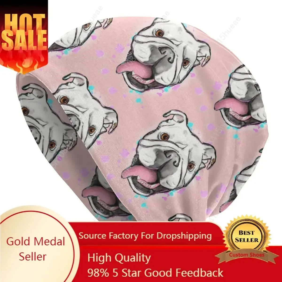 

English Bulldog Bonnet Homme Fashion Knitted Skullies Beanies Cap Men Women Winter Warm Dog Meme Slouchy Beanie Hat