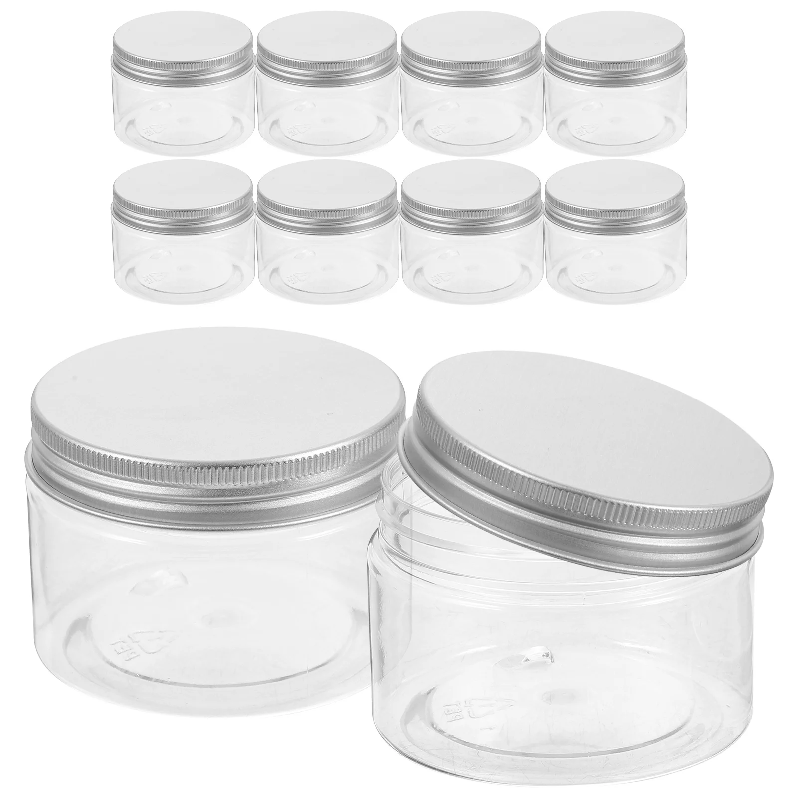 

10pcs Clear Storage Jars 120ml Airtight Case Silver Aluminum Lid Food Containers Airtight Candy Box Snack Organizer