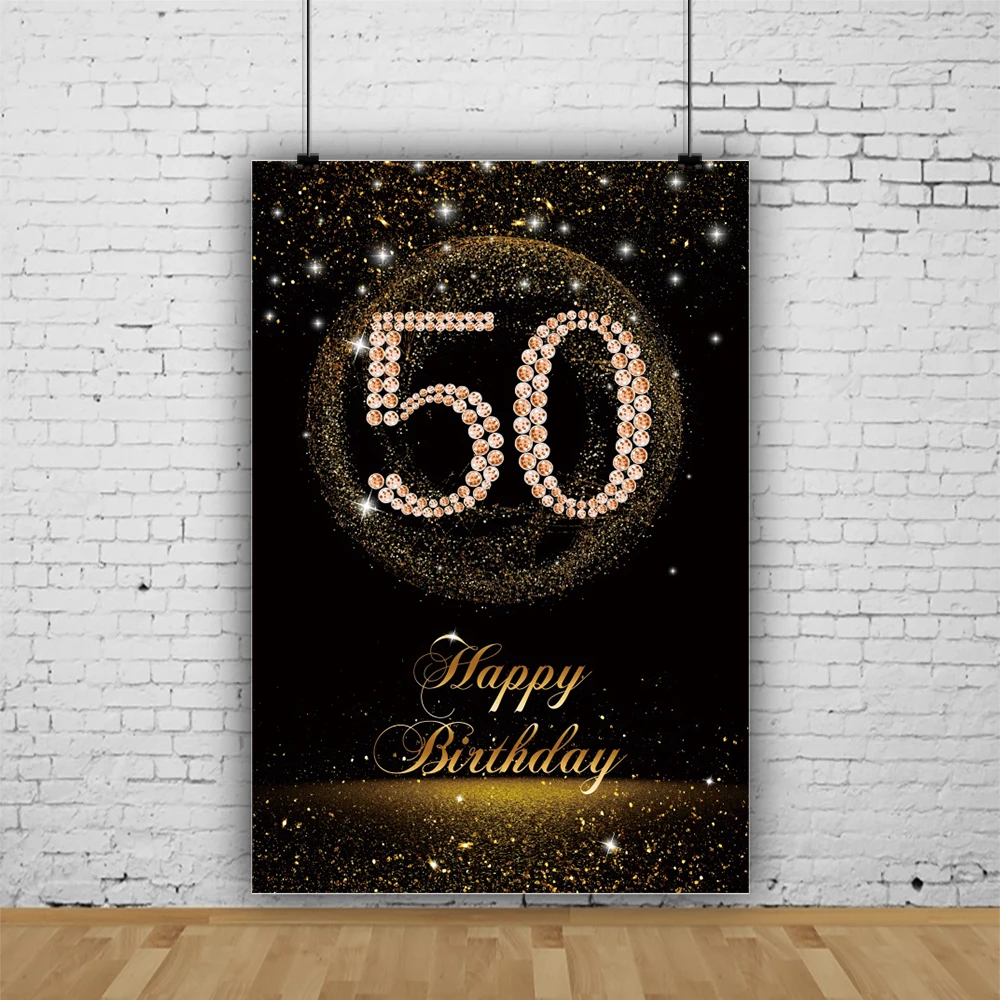 50th Anniversary Backdrop Customized 50 Years Birthday Party Decorations Door Banner for Man Woman Photo Background Vertical