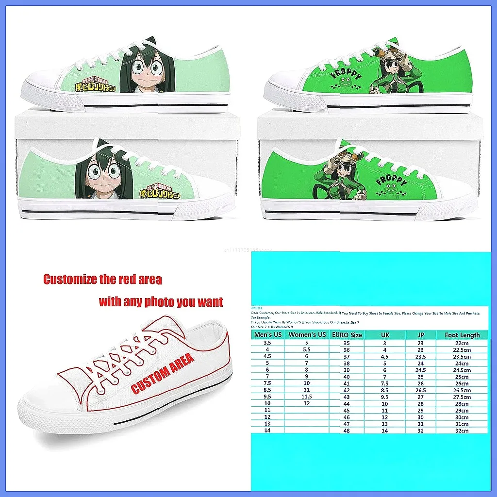 

My Hero Academia Tsuyu Asui Canvas Sneakers Low Top Casual Shoes For Men And Women