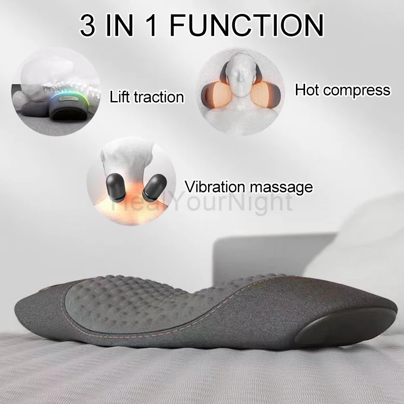 Imagem -03 - Almofada de Proteção Cintura para Dormir Travesseiro de Massagem Elétrica Deitada Dor de Cintura Plana Suporte Aquecimento Vibratório Dormir Pad