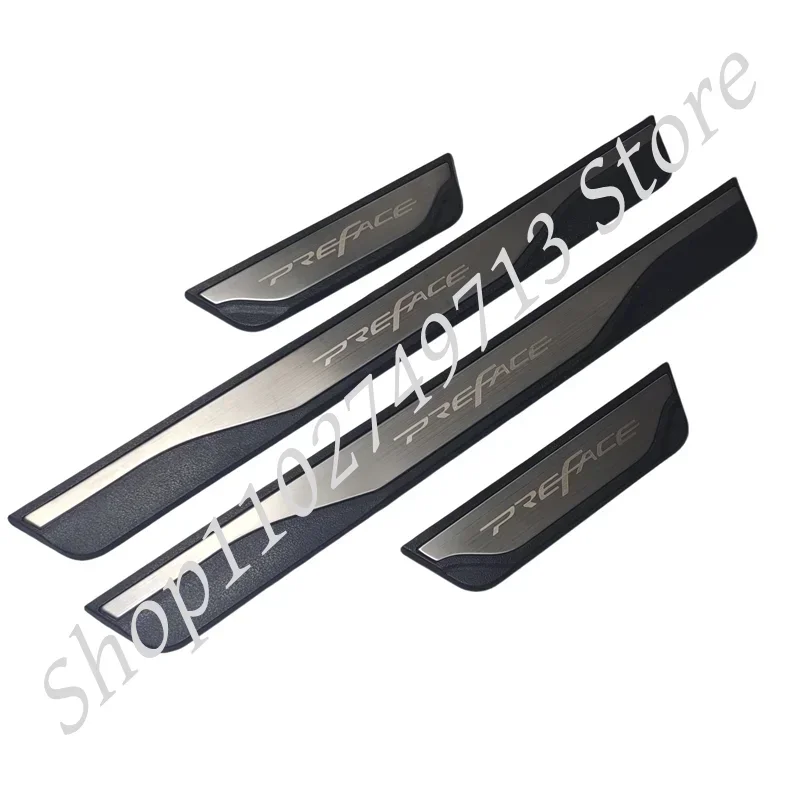 For GEELY preface 2023 2024 Car Accessories Door Sill Protector Scuff Plate Pedal Stickers Trim Styling