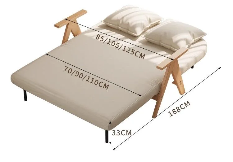 Customizable Multifunctional Solid Wood Folding  Bed - Living Room Single Double Foldable Sofa