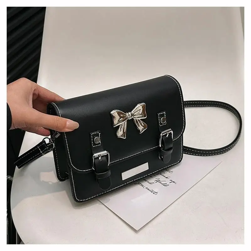 Small Square Bag Women\'S 2024 New Spring/Summer Fashion Cute Girl Bow Personalized Commuting Single Shoulder Crossbody Bag