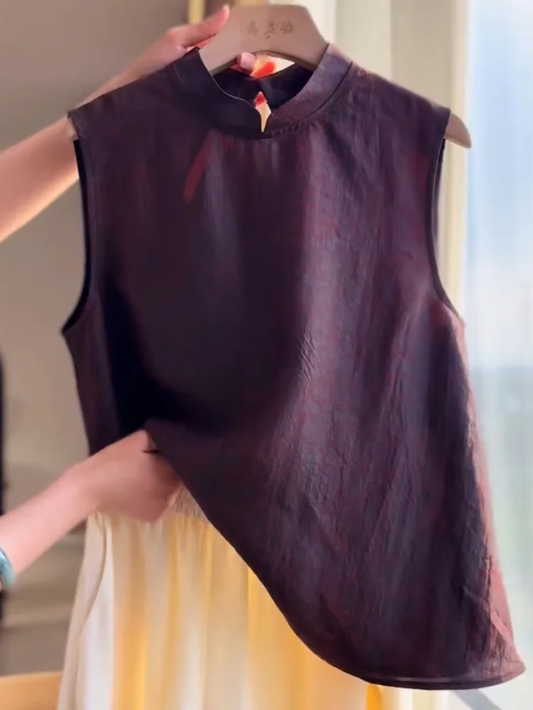 

New Chinese Style Retro Stand Collar Shirt plus Size Versatile Slimming Summer 2025 Korean Version Loose Fit Short Sleeve Top