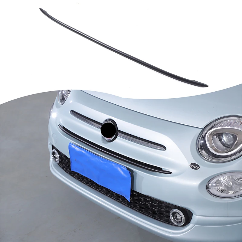 ABS Matte Black Car Front Bumper Grille Trim Grill Decoration Strip Covers For Fiat 500 2016-2024 Exterior Accessories