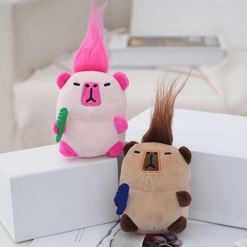 Cute Plush Capibara Toy Pendant Cartoon Guinea Pig Pendant Stuffed Doll Keychain Plush Toy Doll Bag Key Ring Decor Kid Gift