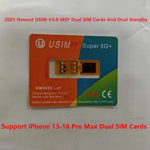 Bilashmart 2025 BackShell Usim Super 5G+ MEP V3.0 Support IP13 To 16 Promax Only USE In Dual Sim Slot Phones Dual SIM Cards And Dual Standby
