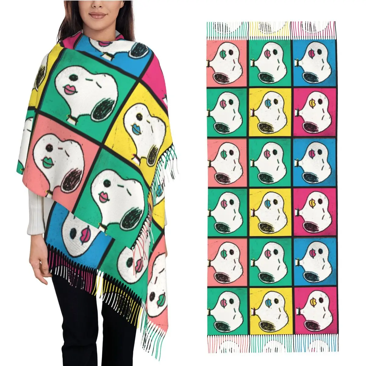 Pop Art Snoopy Lips Mod For You Scarf Keep Warm Shawls and Wraps with Tassel Unisex Luxury Brand Headwear Scarves Autumn Foulard