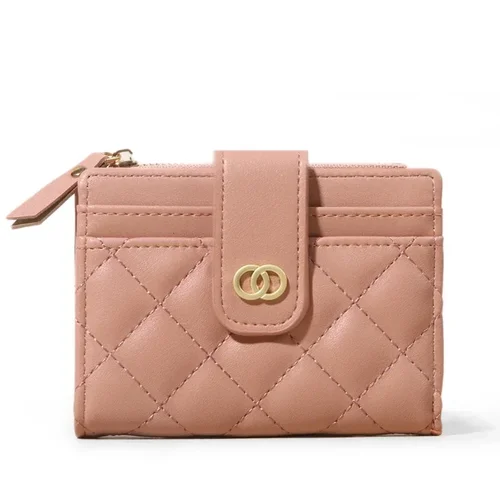 Imagen 2 del producto Cartera de cuero rosa para mujer, tarjetero femenino, Bolso pequeño con cremallera, monederos para niñas, carteras negras y rojas para mujer