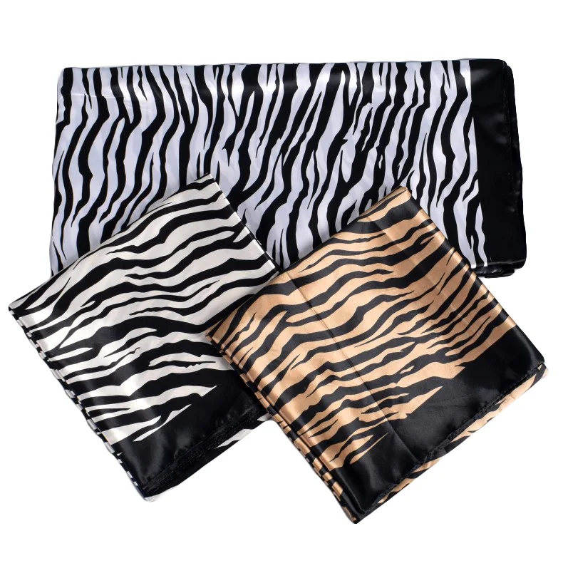 European and American Fashion New Simple 90-Color Tin Zebra Pattern Large Square Scarf in Stock