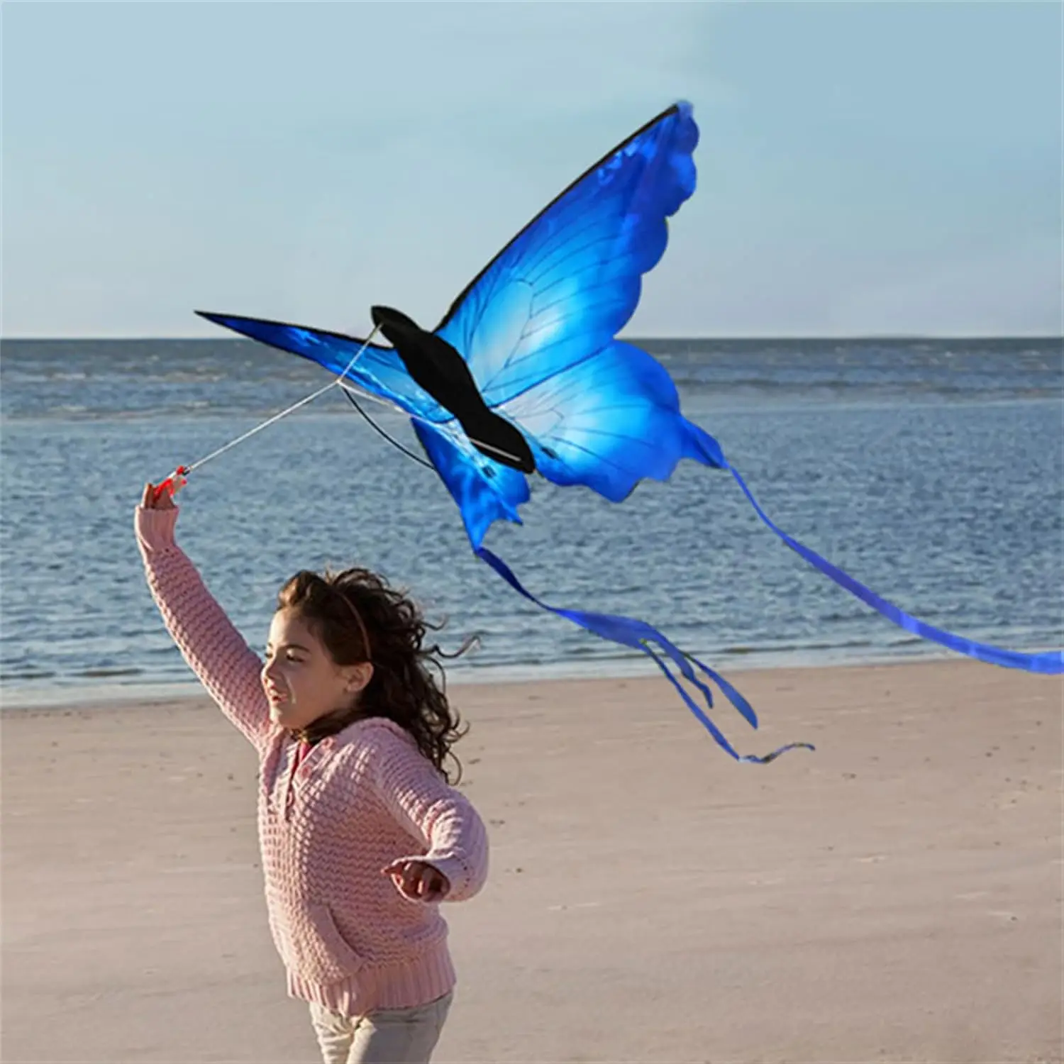 Strong Butterfly With  Long  Tail!Huge Beginner Kites for Kids And Adults 55-Inch Come With String And Handle