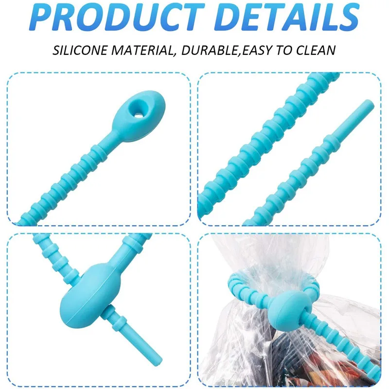 5-10Pcs/Lot 9 Color Silicone Reusable Bag Ties Twist Wire Fasten Cable Zip Tie Headset Data Line Wire Universal Tie