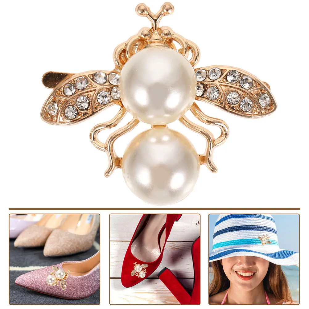 2Pcs Bee Shoe Decoration Clips Rhinestone Buckle Fashionable Shoe Accessories for Wedding Bridal Pumps Sandals DIY Projects Bag