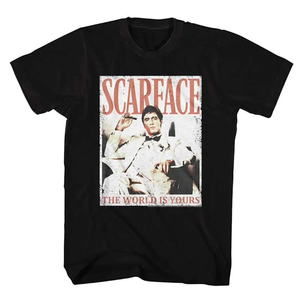 Scarface Tony Montana World is Yours Mens T Shirt White Black Pacino Mafia Movie