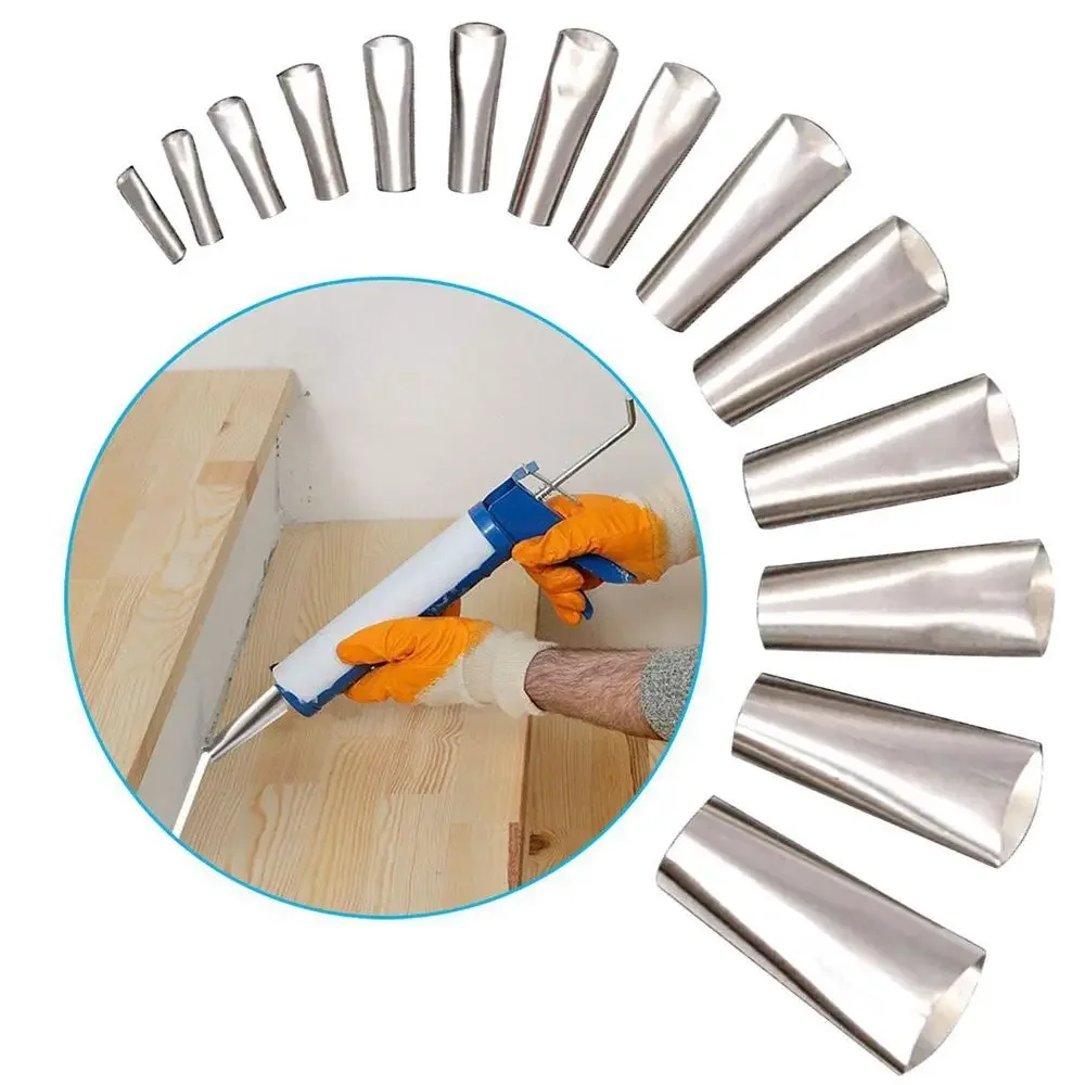 14Pcs 코킹 노즐 애플리케이터 코킹 피니셔 스테인레스 스틸 실란트 마무리 도구 키트 코킹 건 도구