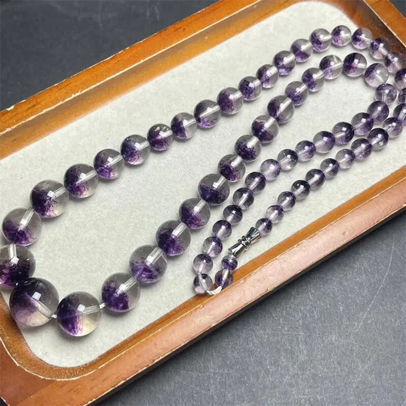 5-14MM Natural Purple Fluorite Necklace Women Fashion Reiki Healing Energy Gemstone Wrist Jewelry 1PCS