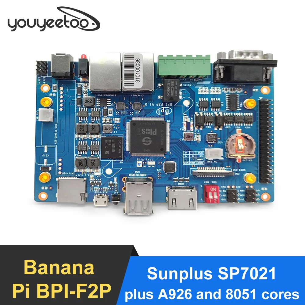 youyeetoo Banana Pi BPI F2P  Industrial Control Board 8GB eMMC Flash Sunplus SP7021 Quad-core Cortex-A7 Processor 512MB DDR3