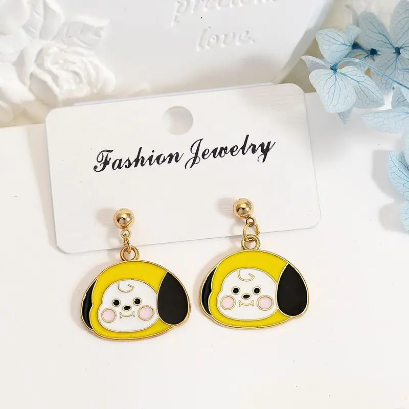 BT21 chimmy tata koya RJ hooky earrings with high color value cartoon doll modeling girl heart cute fans should help earrings view 4