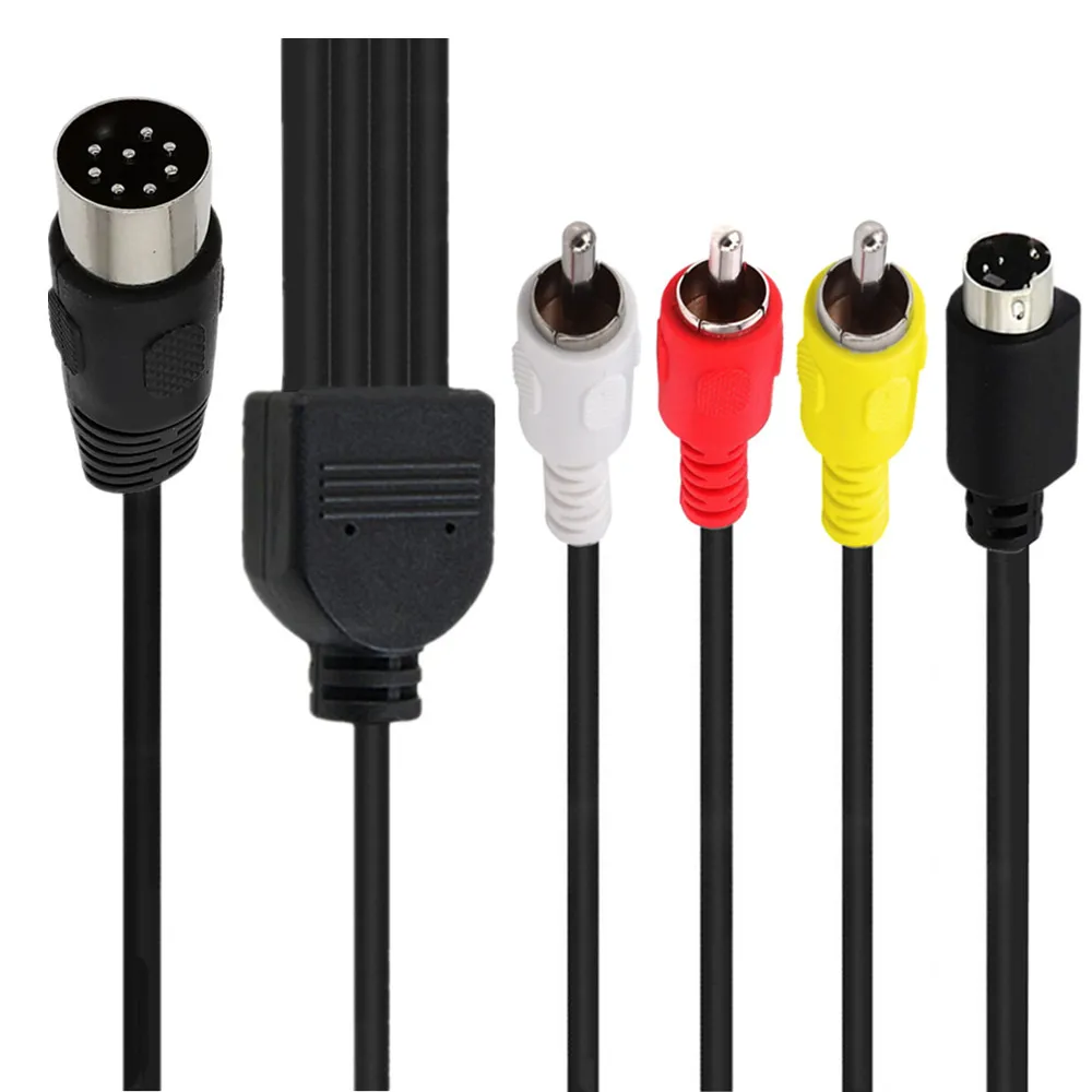 Din 8 Pin to s-video 4P męski kabel Adapter Audio 3-RCA do sprzętu Audio wideo 1.5m