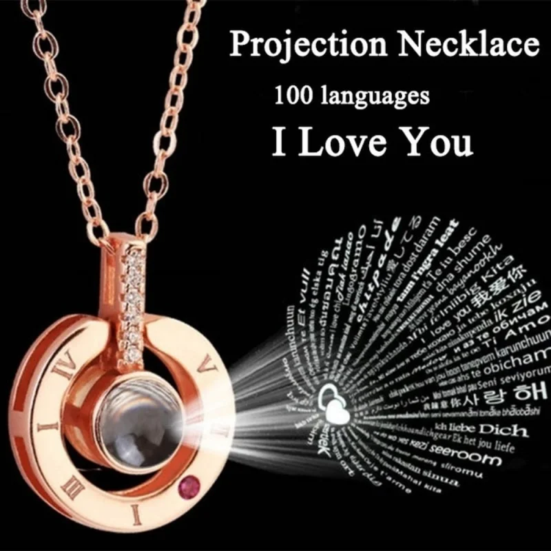 Necklace Pendant Projection Letter Necklace100 Languages 