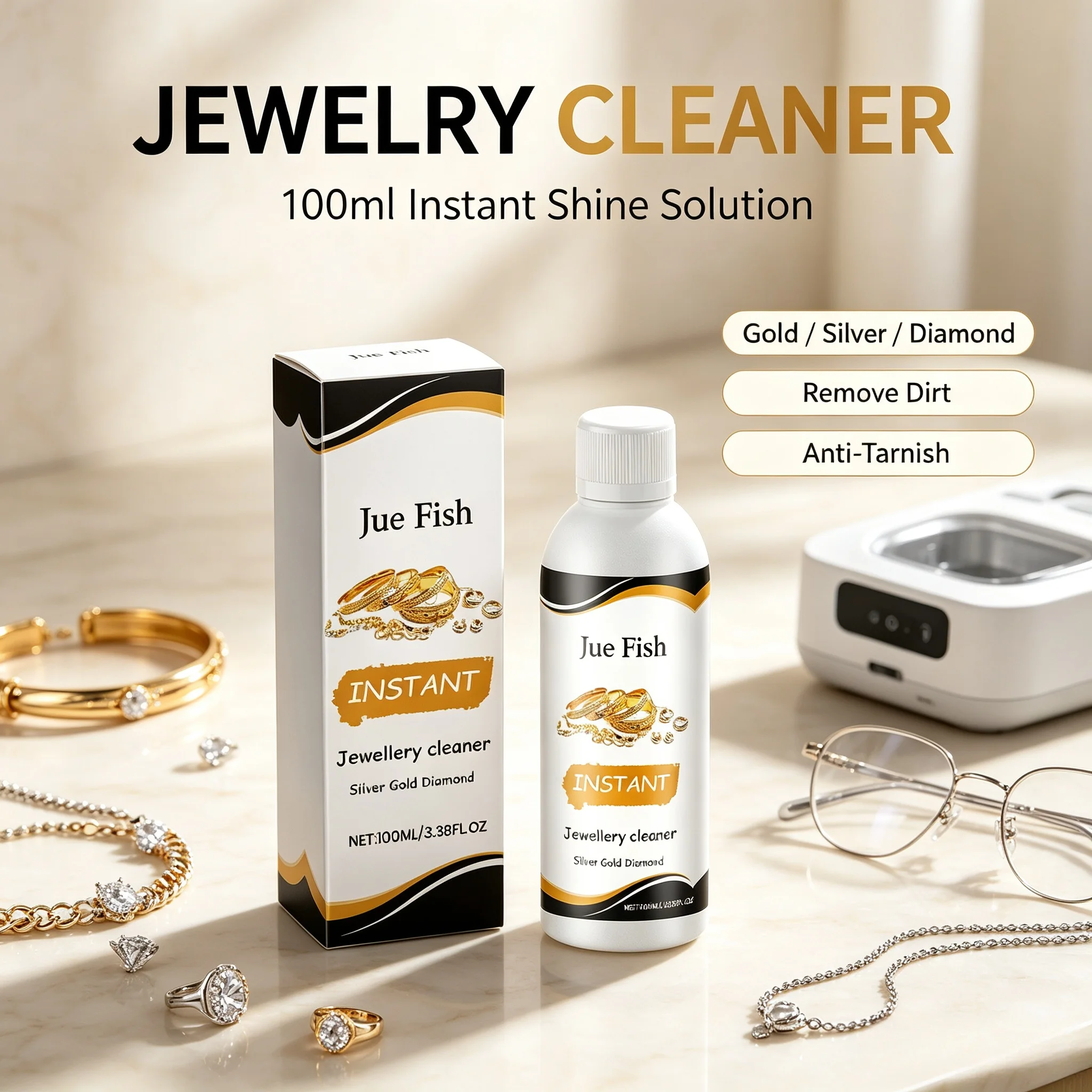 Jewelry Cleaner Solution Universal Anti-Tarnish Polishing Shine Remove Dirt For Gold Silver Ring Necklace Jewellery Clean Fluid