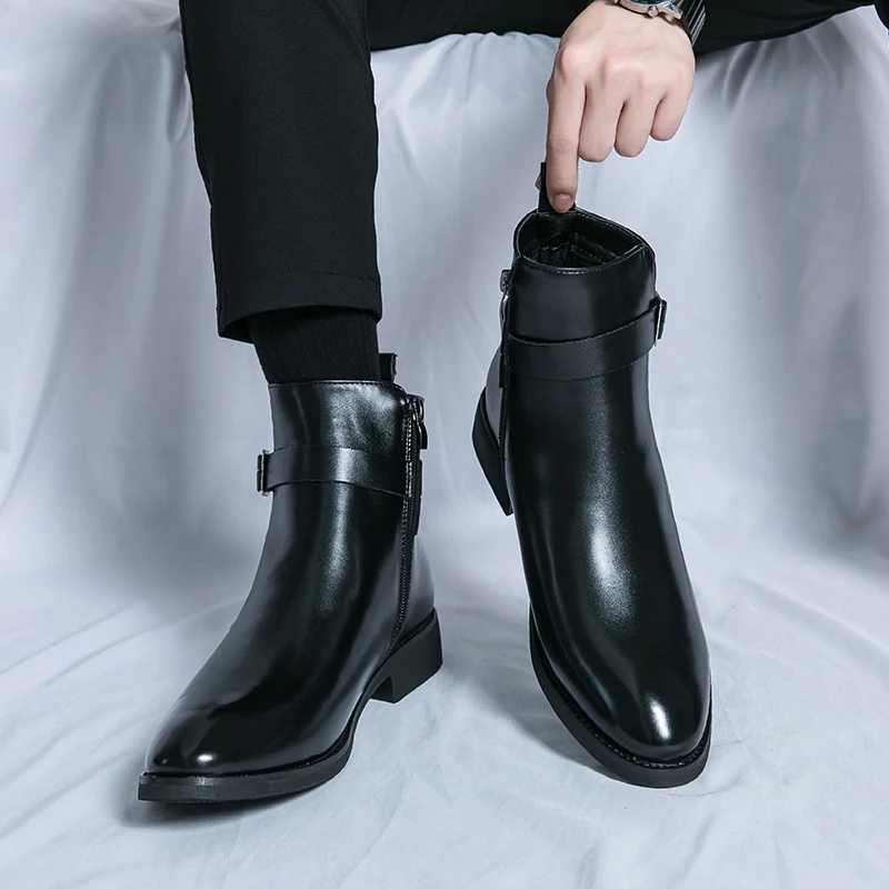 New Chelsea Boots Men Shoes Retro Fashion Versatile Zipper Business Casual British Style Street Party Wear Classic Ankle Boots