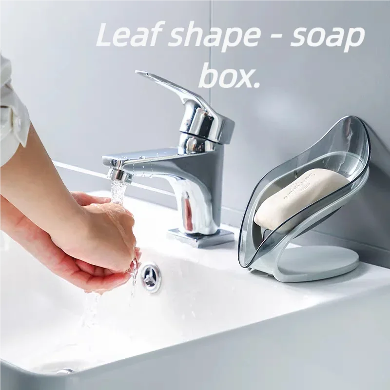 Leaf Shape Non-Slip Soap Holder Suction Cup Drain Storage Container Rack Tray for Bathroom Shower Kitchen Sink Toilet