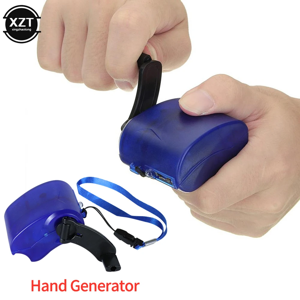 Hand Crank USB Charger Cell Phone Outdoor Emergency Camping Hiking AC Generator Carry-On Mini Power Bank Survival Tools