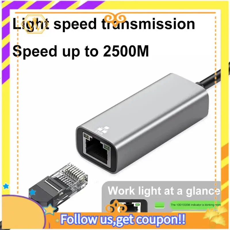 

Latest-Usb/Type-C Dual-Head 2-In-1 Rj45 Adapter Gigabit Driver-Free Network Card 2.5G Network Card Converter