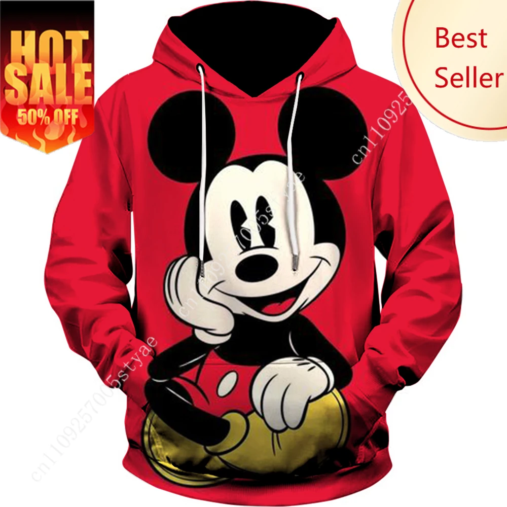 

2024 Disney Mickey Mouse 3D Print Hoodie Mens Womens Casual Sports Pullover Hoodie Cartoon Hoodie Fashion Street
