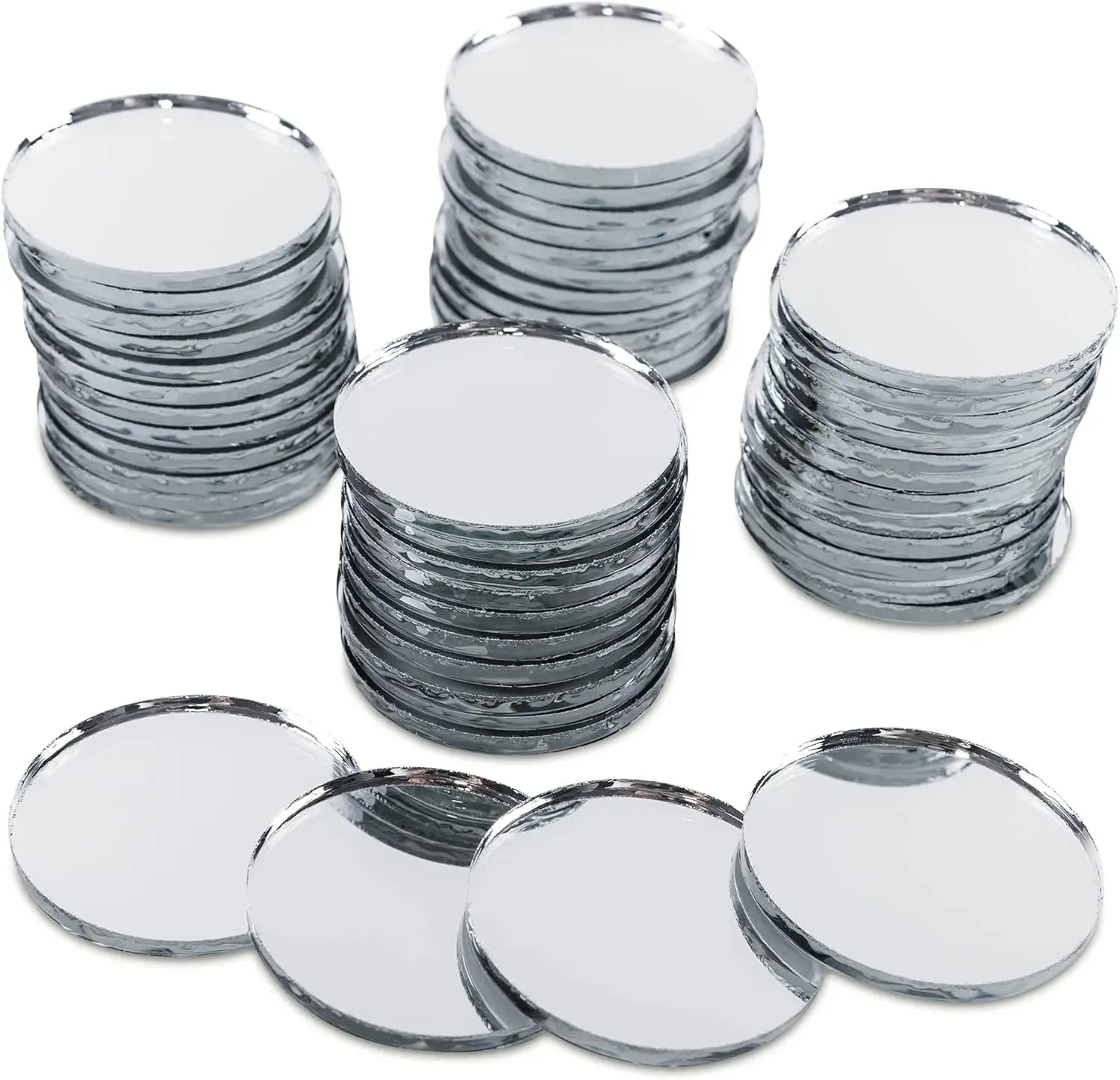 Mini 1 Inch Small Round Glass Mirror Circles for Arts & Crafts Projects, Traveling, Framing, Decoration (50 Pieces)
