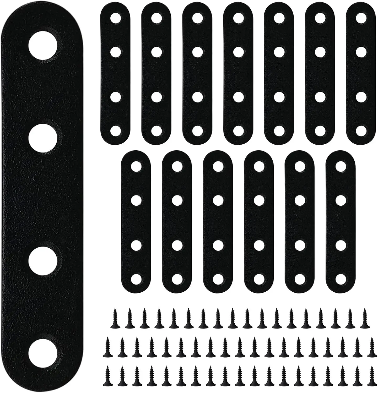 

14 черных прямых плоских кронштейнов из нержавеющей стали, прочные опоры с 56 винтами для деревянной мебели и стульев