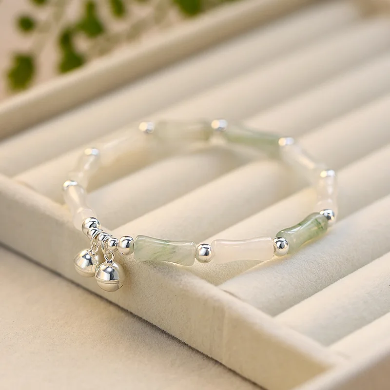 

UMQ Minsheng Bell Bamboo Female Girlfriends Tianshan Jade Bracelet Special Interest Light Luxury Exquisite Advanced Bra