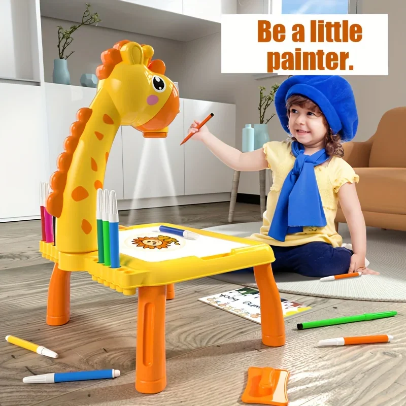 LED Projector Board Giraffe Hand Writing Painting Desk Children Drawing Table Kids Educational Learning Toys Gift Birthday Gift