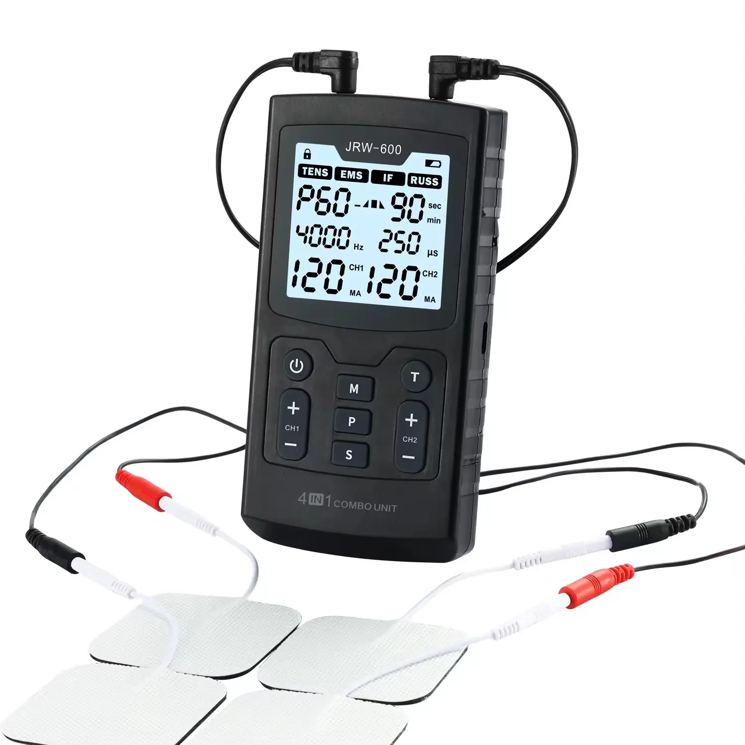 4in1 EMS IFT RUSS TENS Electric Muscle Stimulator TENS Unit Adjustable Physiotherapy Massage for Abdominal Body Massager Therapy