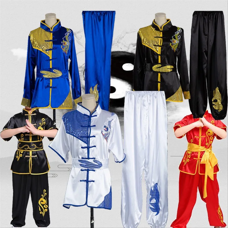 Adult Child Wushu Clothing Sets Sanda Martial Arts Tai Chi Shirt+Pants Fighting Training Suit Taiji Kung Fu Uniform Taekwondo