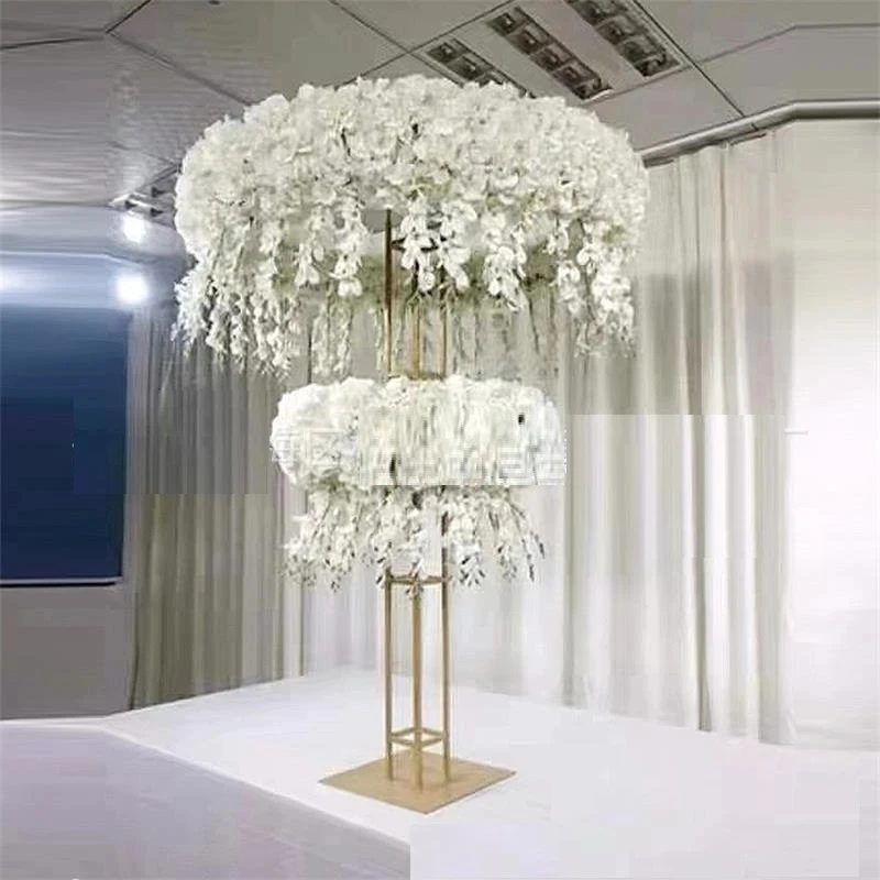 

2PCS wedding road flower stand double-layer wedding main table center flower stand outdoor wedding decoration ornaments